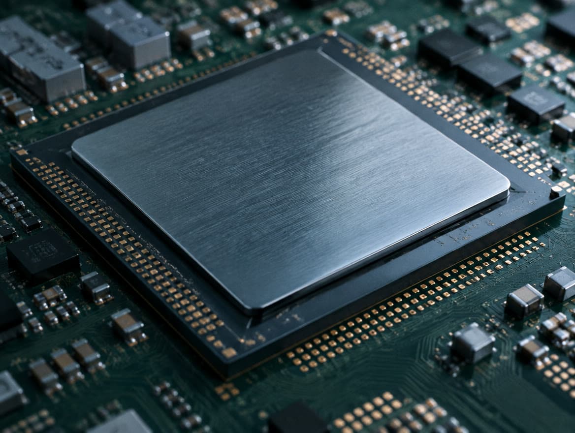 Nahaufnahme eines KI-Rechenchips auf einer Platine