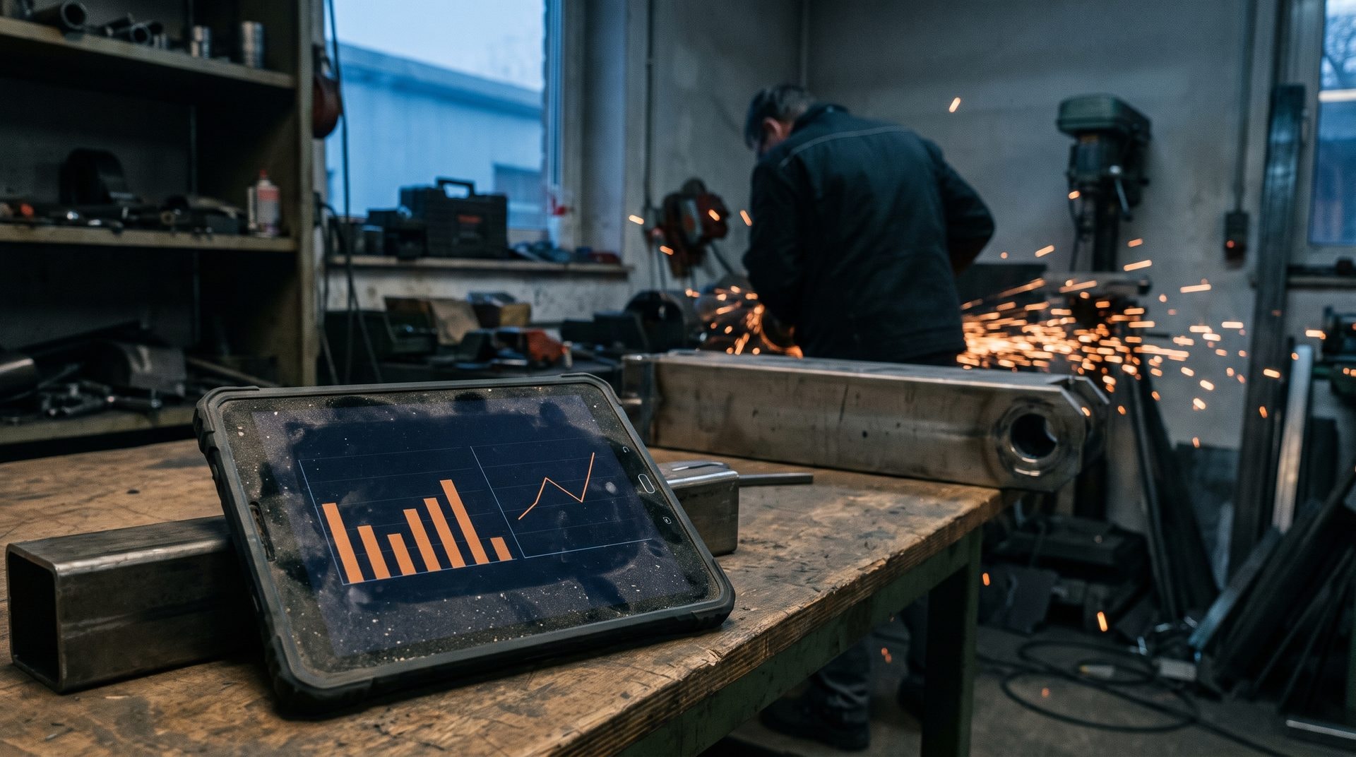 Werkstatt mit Werkbank und Werkzeug